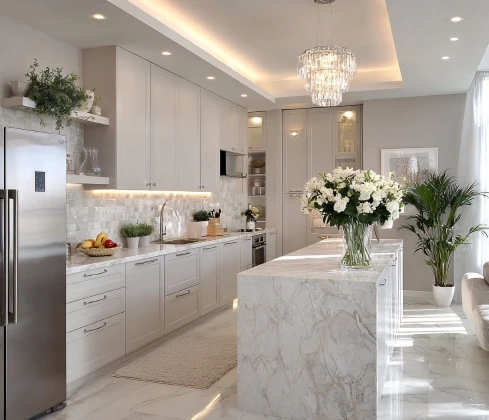 Luxury kitchen renovation project with premium finishes in Dubai UAE