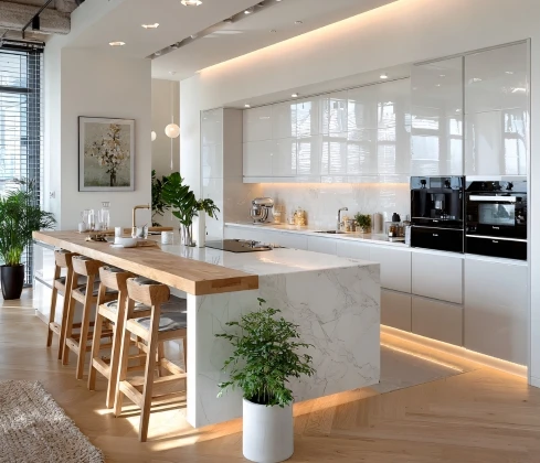 Custom designed kitchen renovation project in Dubai by Red Castle