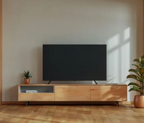 Custom TV unit furniture designed for a modern Dubai interior