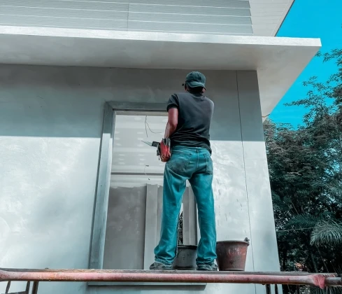 Interior painting Dubai project for modern kitchen and open living space