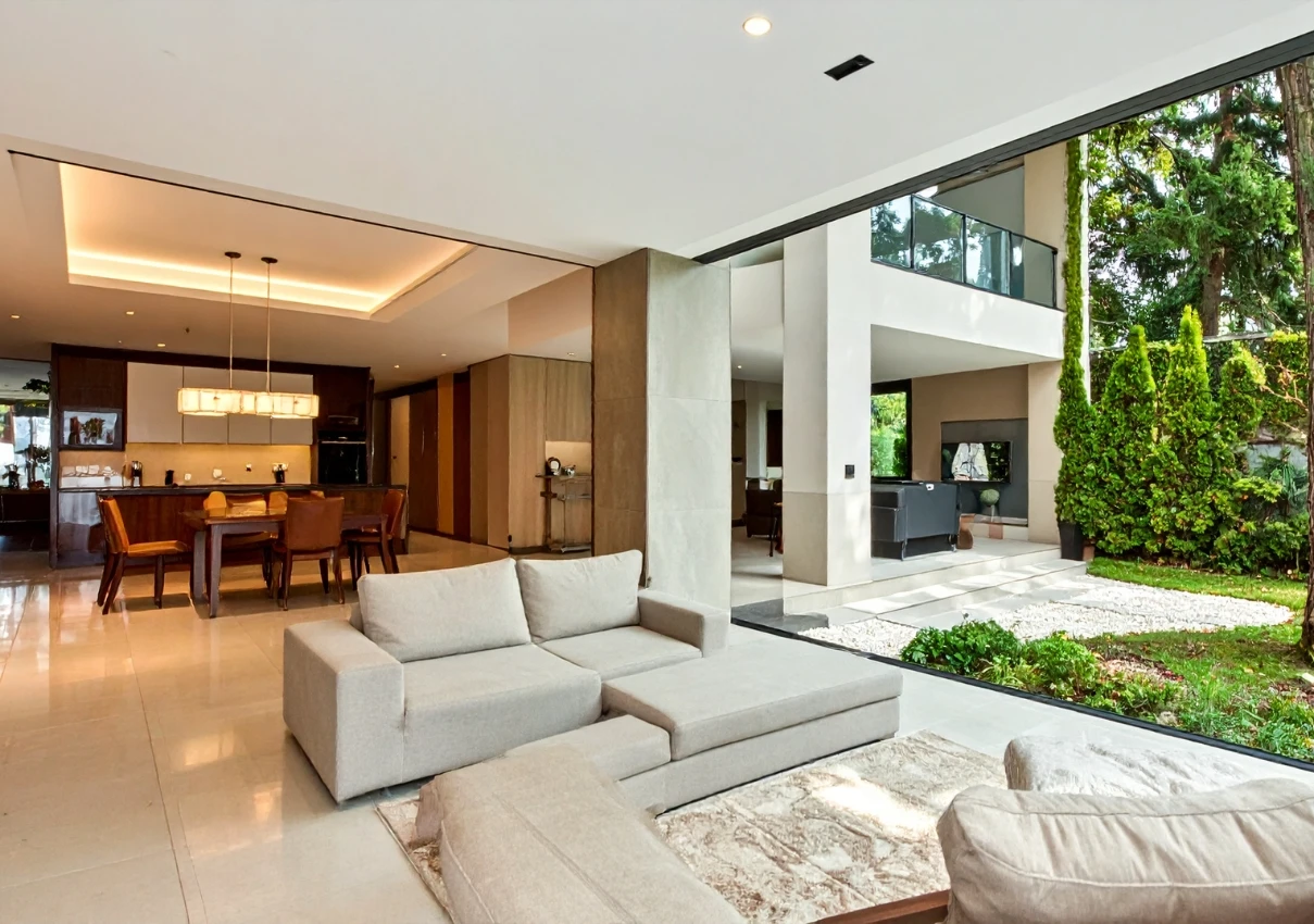 Modern house interior design showcasing elegant living space and natural lighting